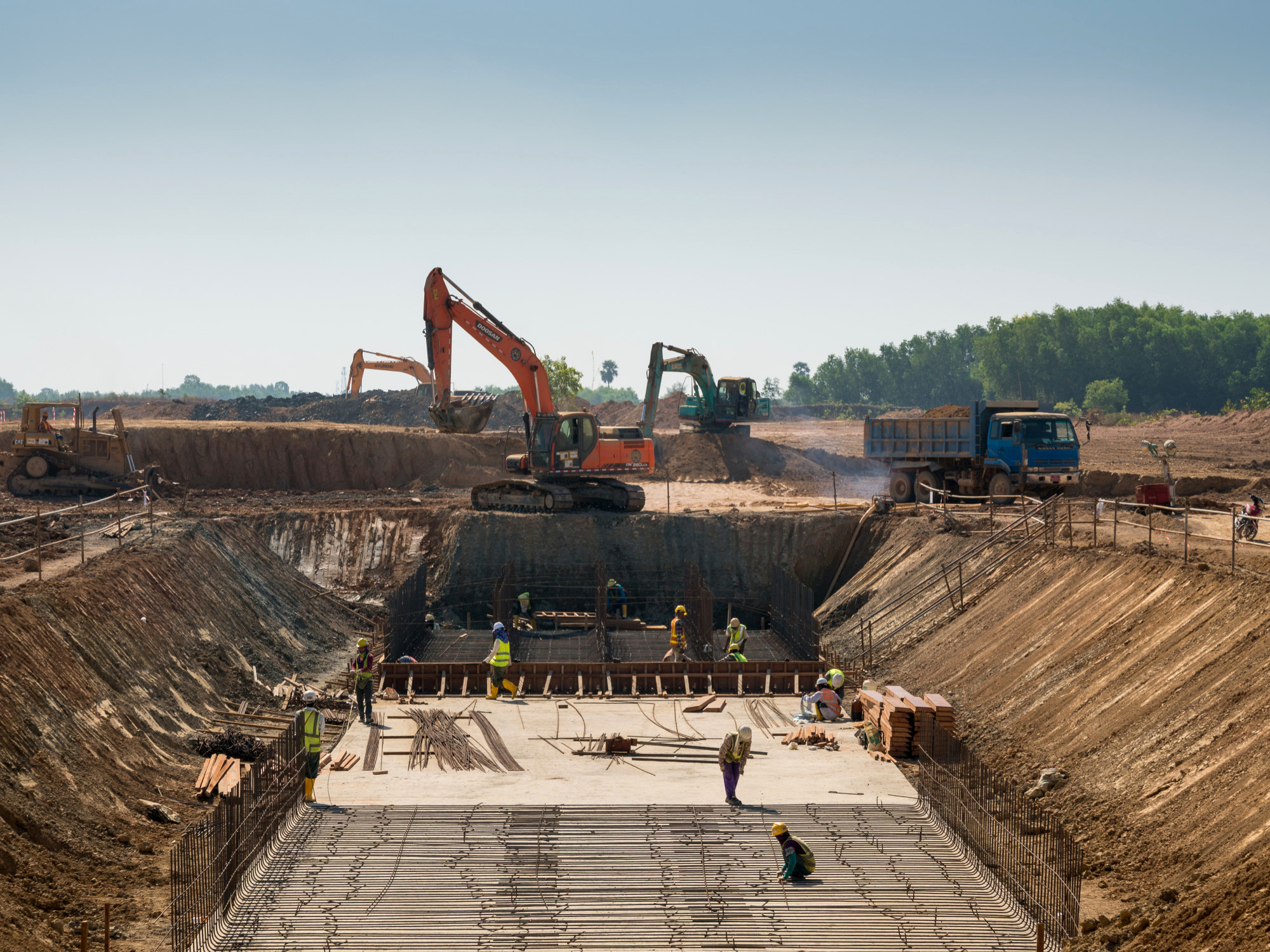 Excavator operating on a construction site