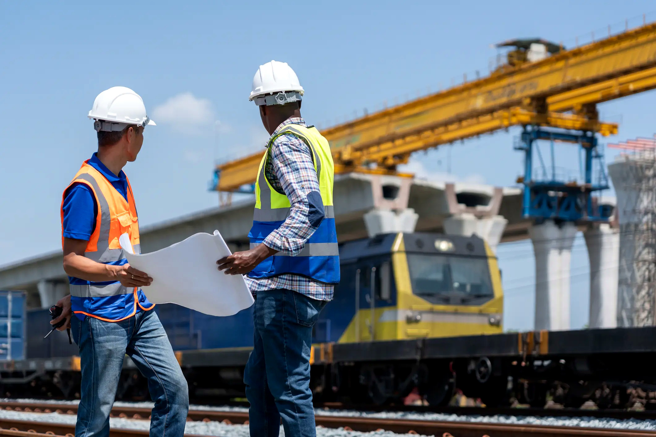 Construction engineer inspecting a project site