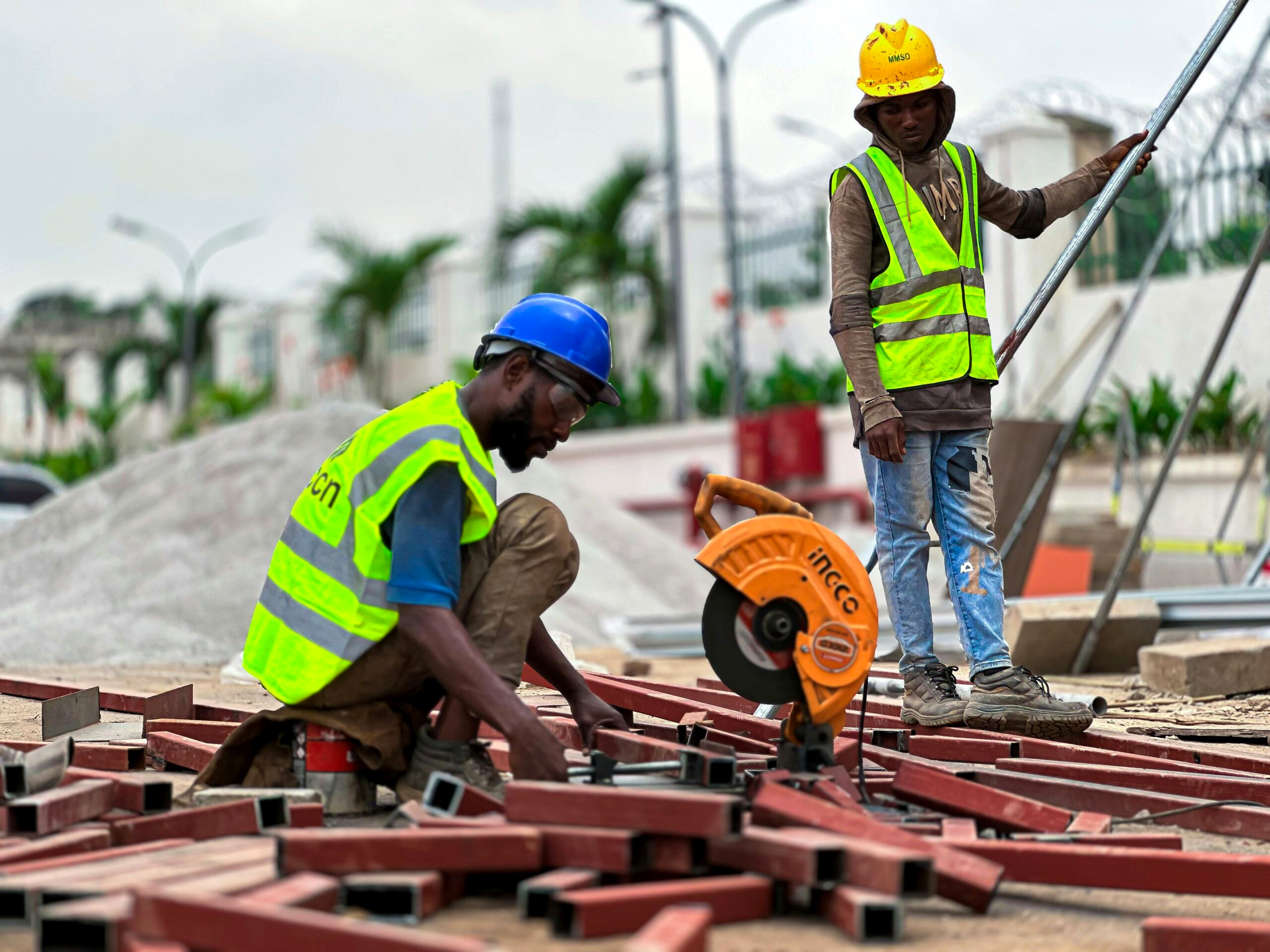Construction professional working on a structural project