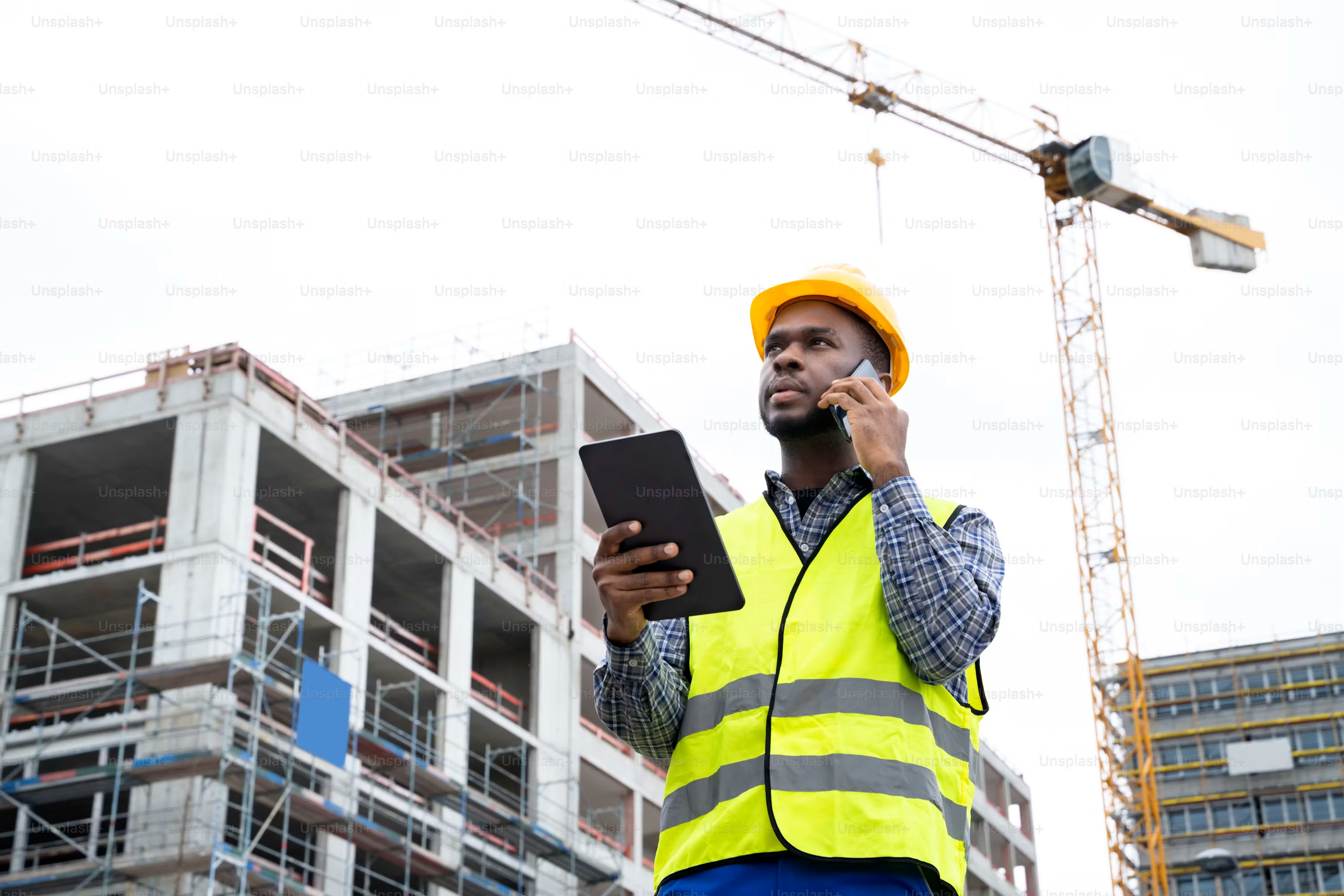 Construction engineer on site